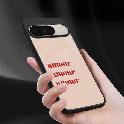 Amore Bliss sleek google pixel 9 cover with tempered glass back and TPU edges