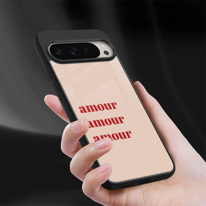 Amore Bliss sleek google pixel 9 pro xl cover with tempered glass back and TPU edges