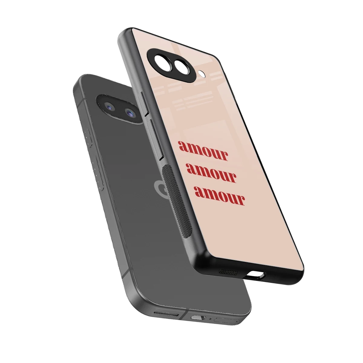 Amore Bliss sleek google pixel 10a cover with tempered glass back and TPU edges
