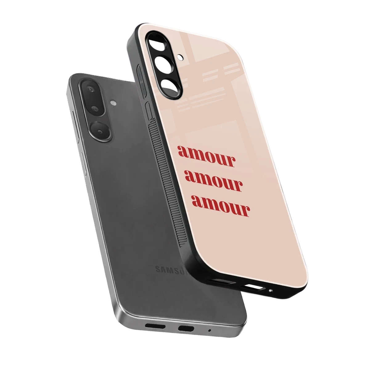 Amore Bliss sleek samsung galaxy m56 5g cover with tempered glass back and TPU edges