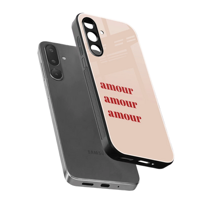 Amore Bliss sleek samsung galaxy m56 5g cover with tempered glass back and TPU edges