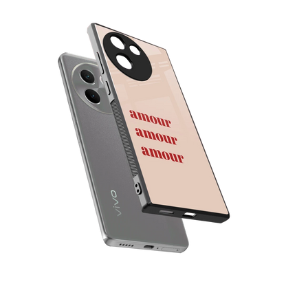 Amore Bliss sleek vivo v30e cover with tempered glass back and TPU edges