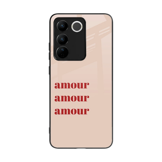 Amore Bliss back phone cover | glass case for vivo v27 5g