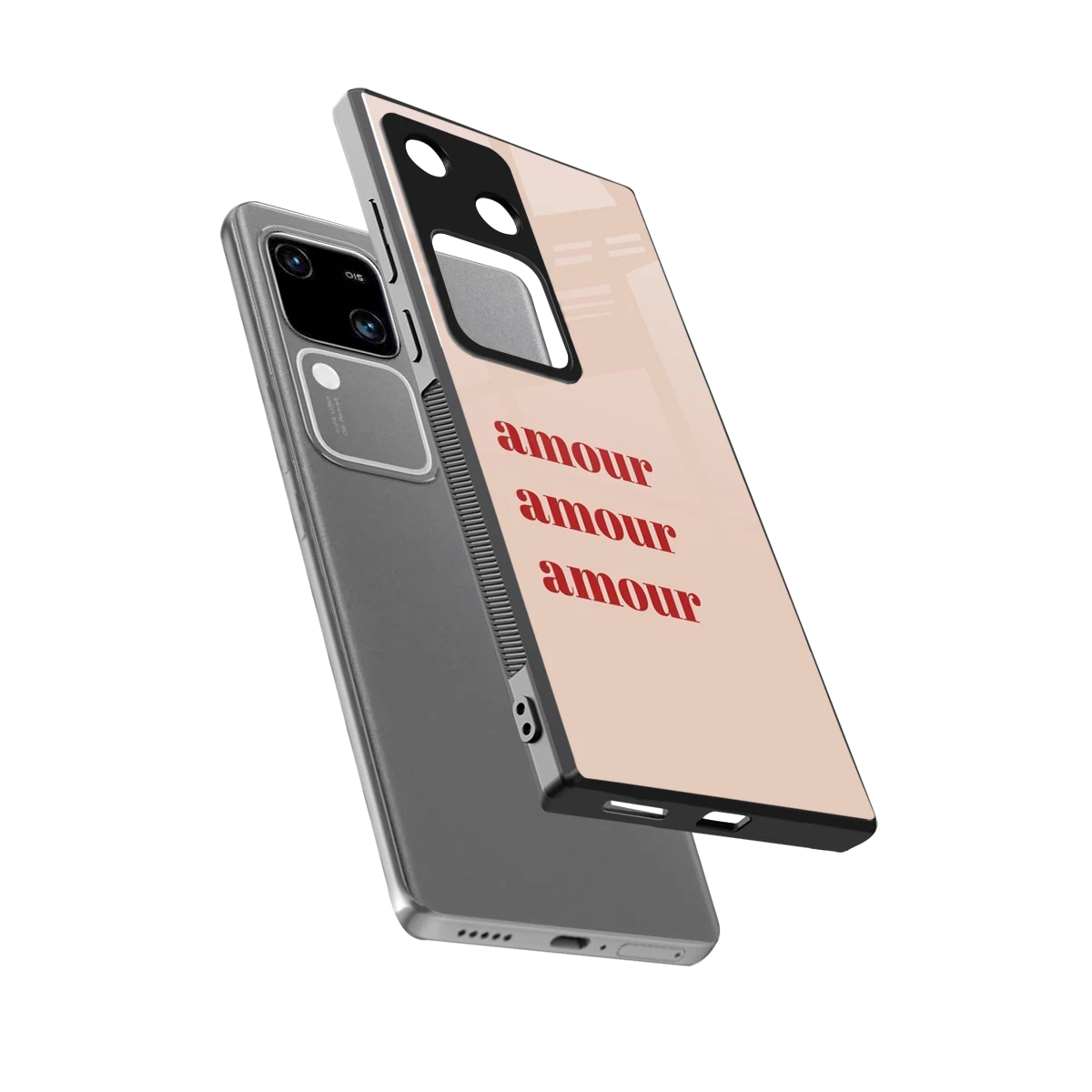 Amore Bliss sleek vivo v30 cover with tempered glass back and TPU edges