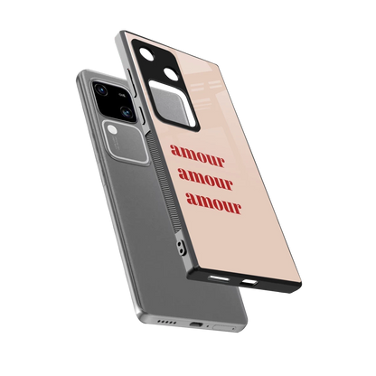 Amore Bliss sleek vivo v30 cover with tempered glass back and TPU edges