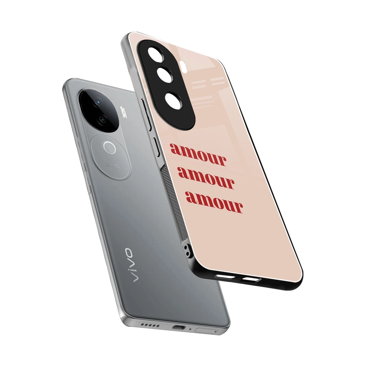 Amore Bliss sleek vivo v40e cover with tempered glass back and TPU edges