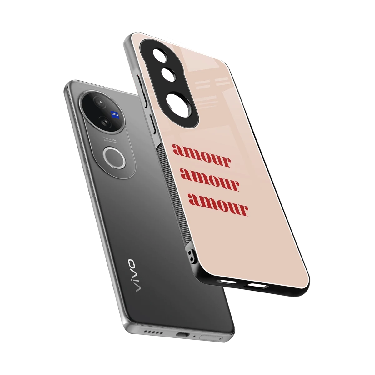 Amore Bliss sleek vivo v50 cover with tempered glass back and TPU edges