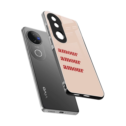 Amore Bliss sleek vivo v50 cover with tempered glass back and TPU edges