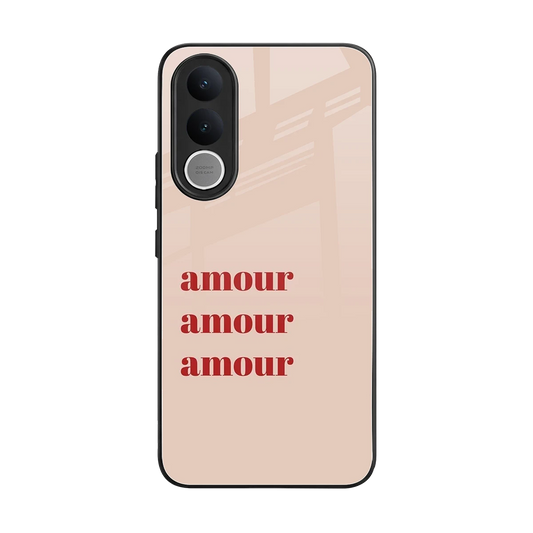 Amore Bliss back phone cover | glass case for vivo v70 fe