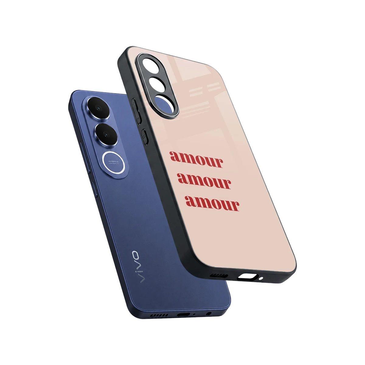 Amore Bliss sleek vivo v70 fe cover with tempered glass back and TPU edges