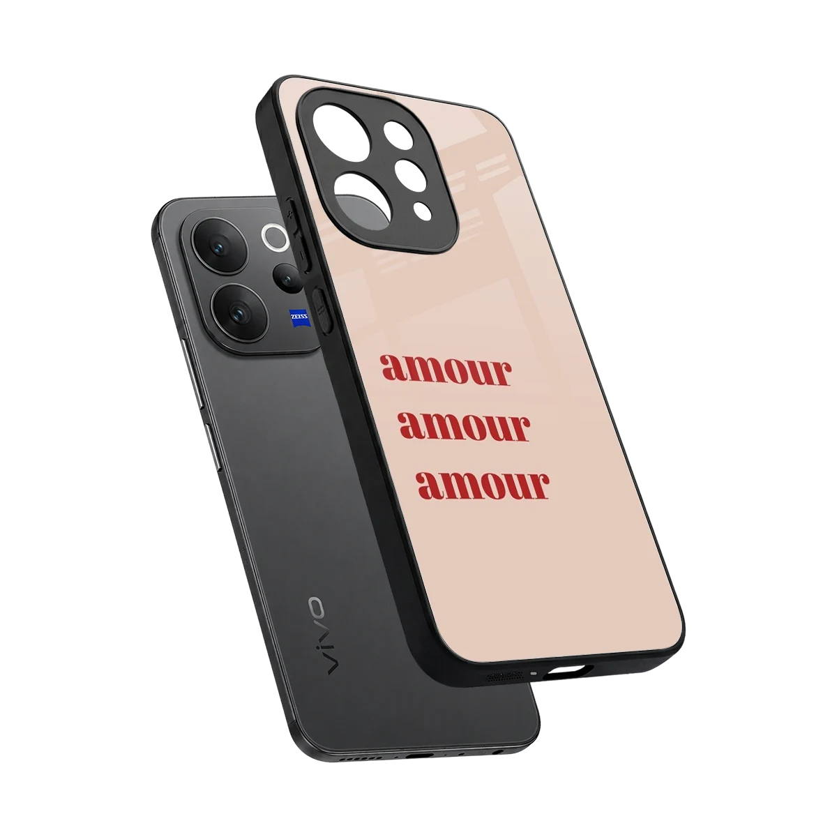 Amore Bliss sleek vivo v70 elite cover with tempered glass back and TPU edges