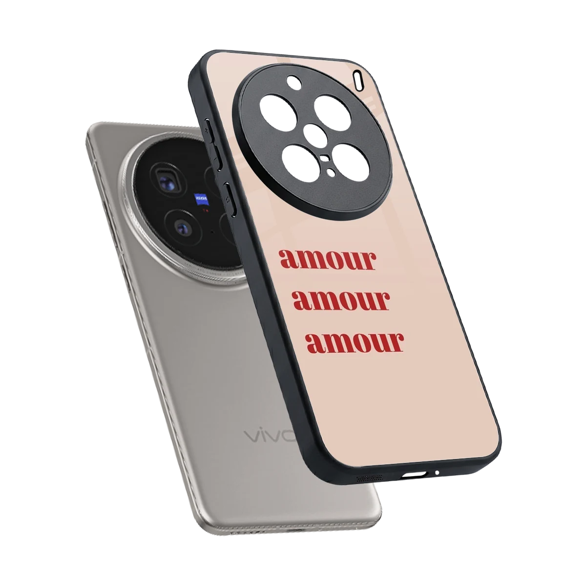 Amore Bliss sleek vivo x200 pro cover with tempered glass back and TPU edges