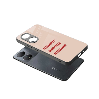 Amore Bliss sleek Vivo-y100 cover with tempered glass back and TPU edges