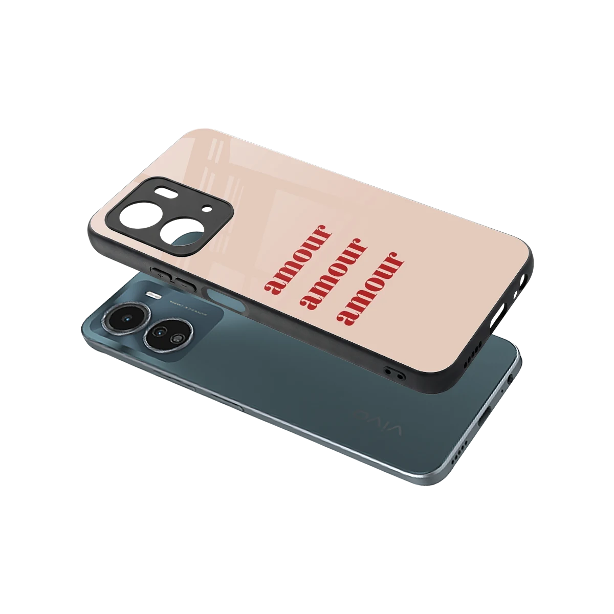 Amore Bliss sleek vivo y16 cover with tempered glass back and TPU edges