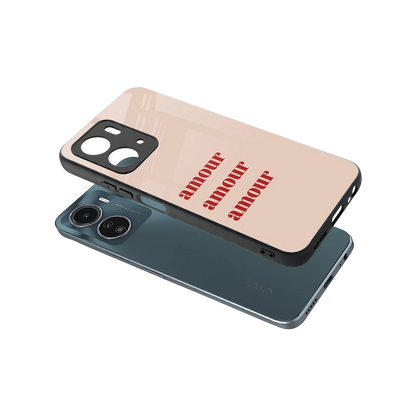 Amore Bliss sleek vivo y16 cover with tempered glass back and TPU edges