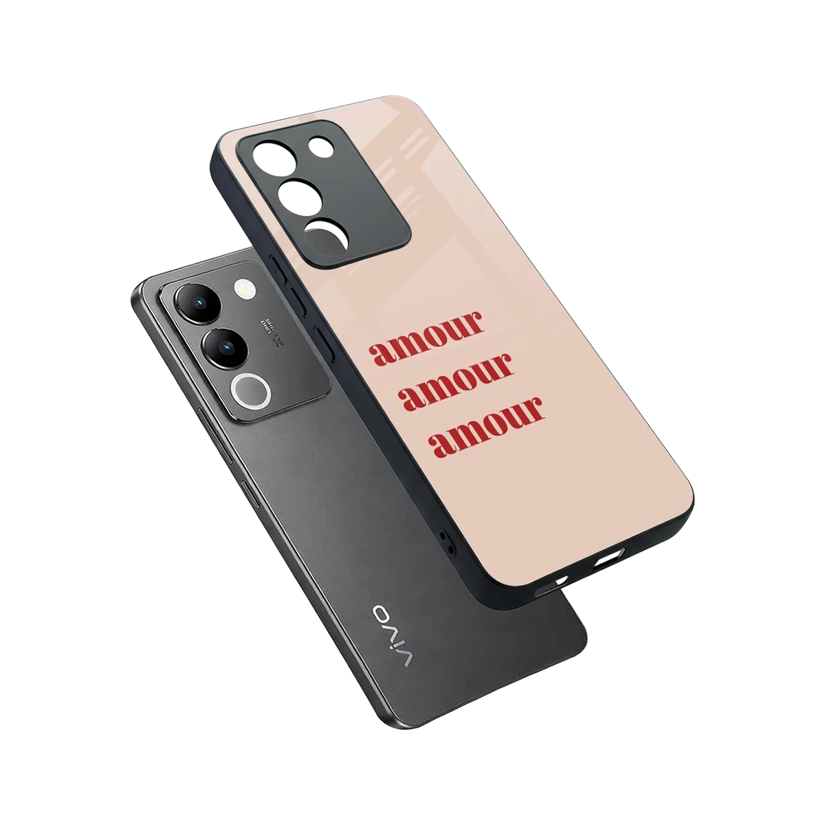 Amore Bliss sleek vivo y200 5g cover with tempered glass back and TPU edges