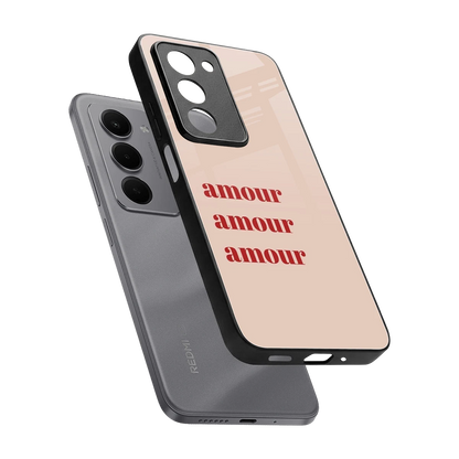 Amore Bliss sleek redmi 15 5g cover with tempered glass back and TPU edges