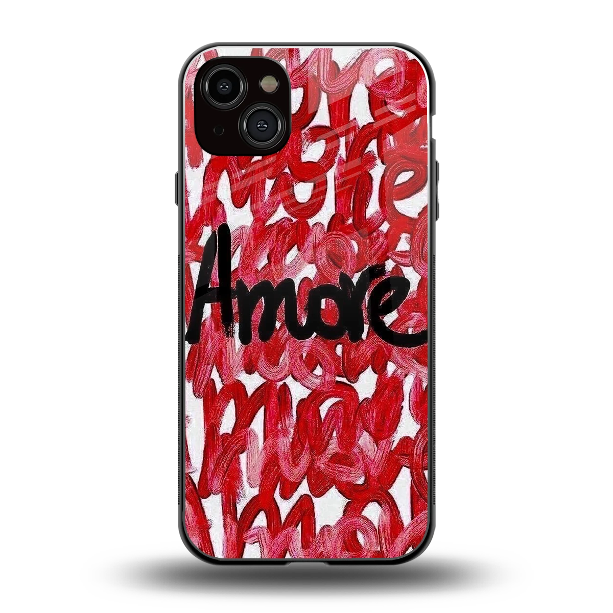 Amore back phone cover | glass case for iphone 14 plus
