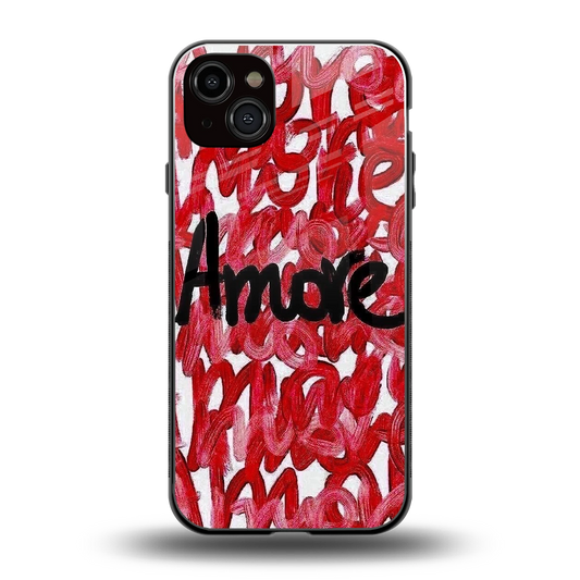 Amore back phone cover | glass case for iphone 14 plus