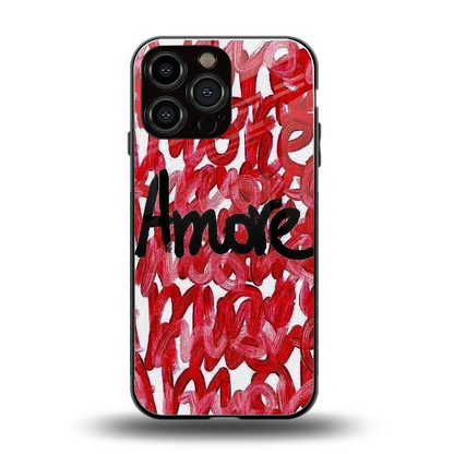 Amore back phone cover | glass case for iphone 15 pro max