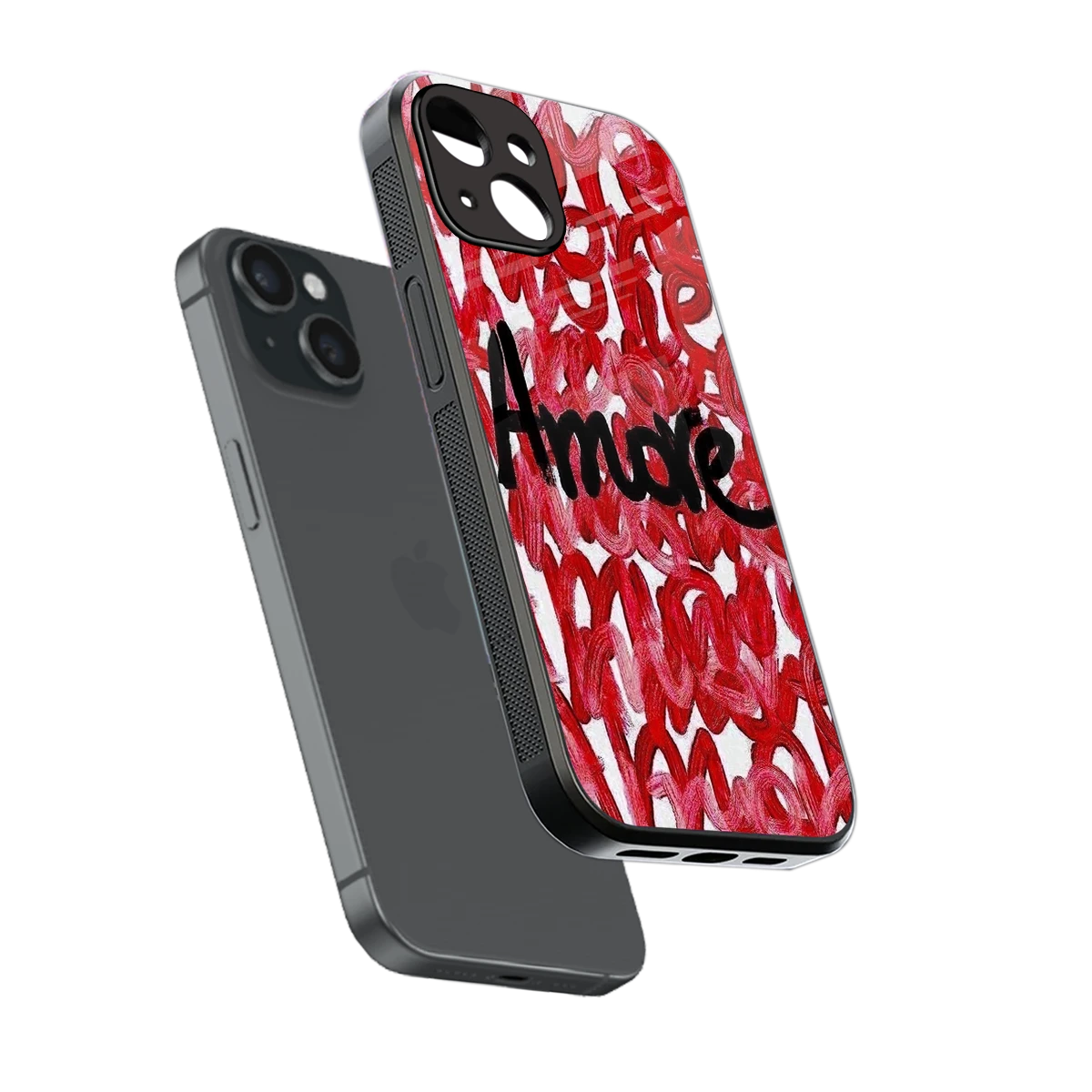 Amore sleek iphone 15 cover with tempered glass back and TPU edges