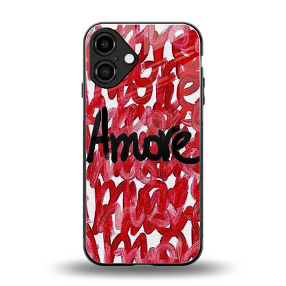 Amore back phone cover | glass case for iphone 16 plus