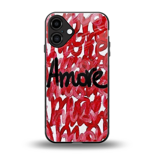 Amore back phone cover | glass case for iphone 16 plus