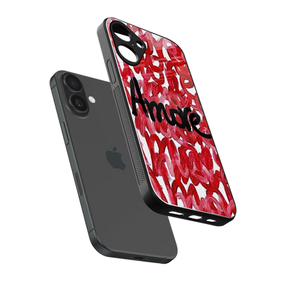Amore sleek iphone 16 plus cover with tempered glass back and TPU edges