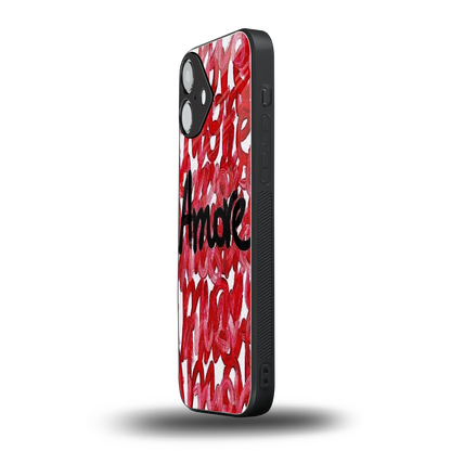 Amore iphone 16 plus mobile cover | shockproof glass phone case