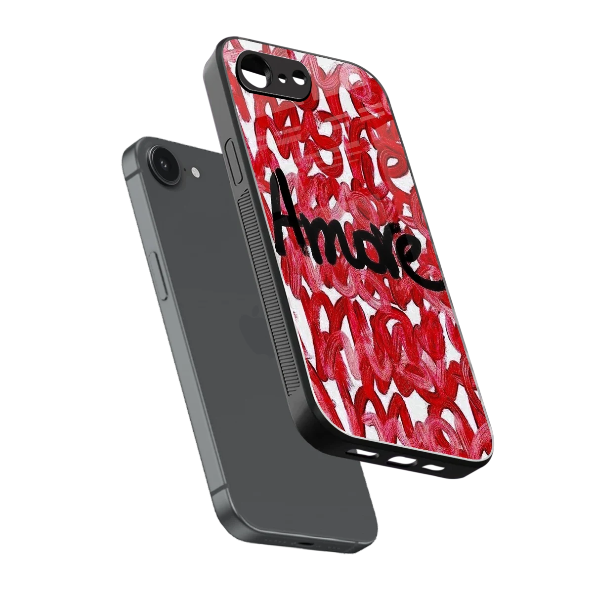 Amore sleek iphone 16e cover with tempered glass back and TPU edges