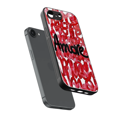 Amore sleek iphone 16e cover with tempered glass back and TPU edges