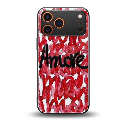 Amore back phone cover | glass case for iphone 17 pro max