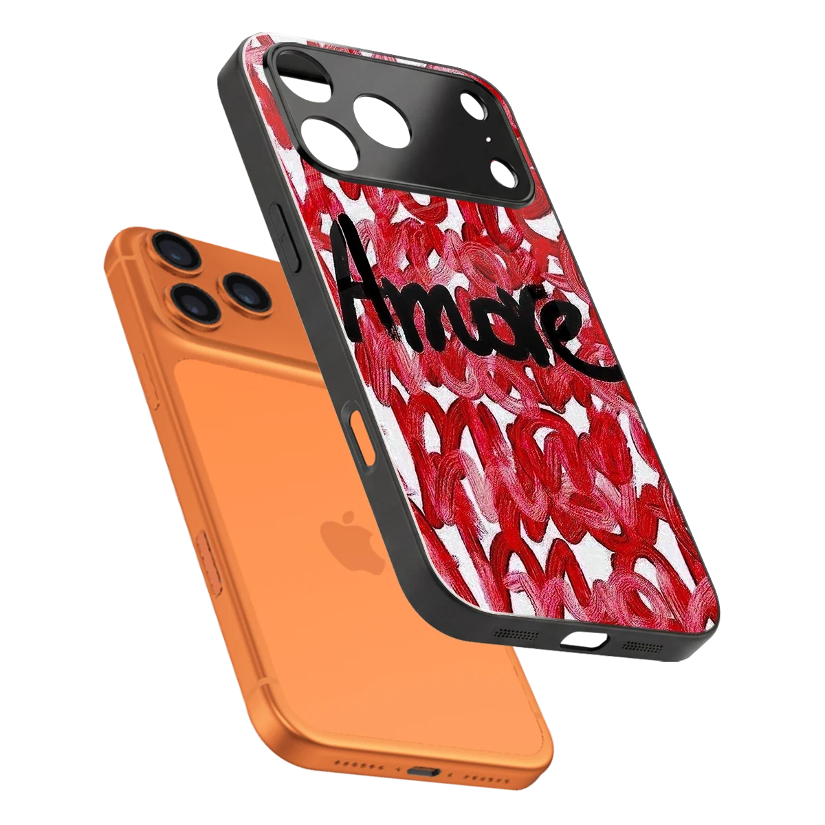 Amore sleek iphone 17 pro cover with tempered glass back and TPU edges