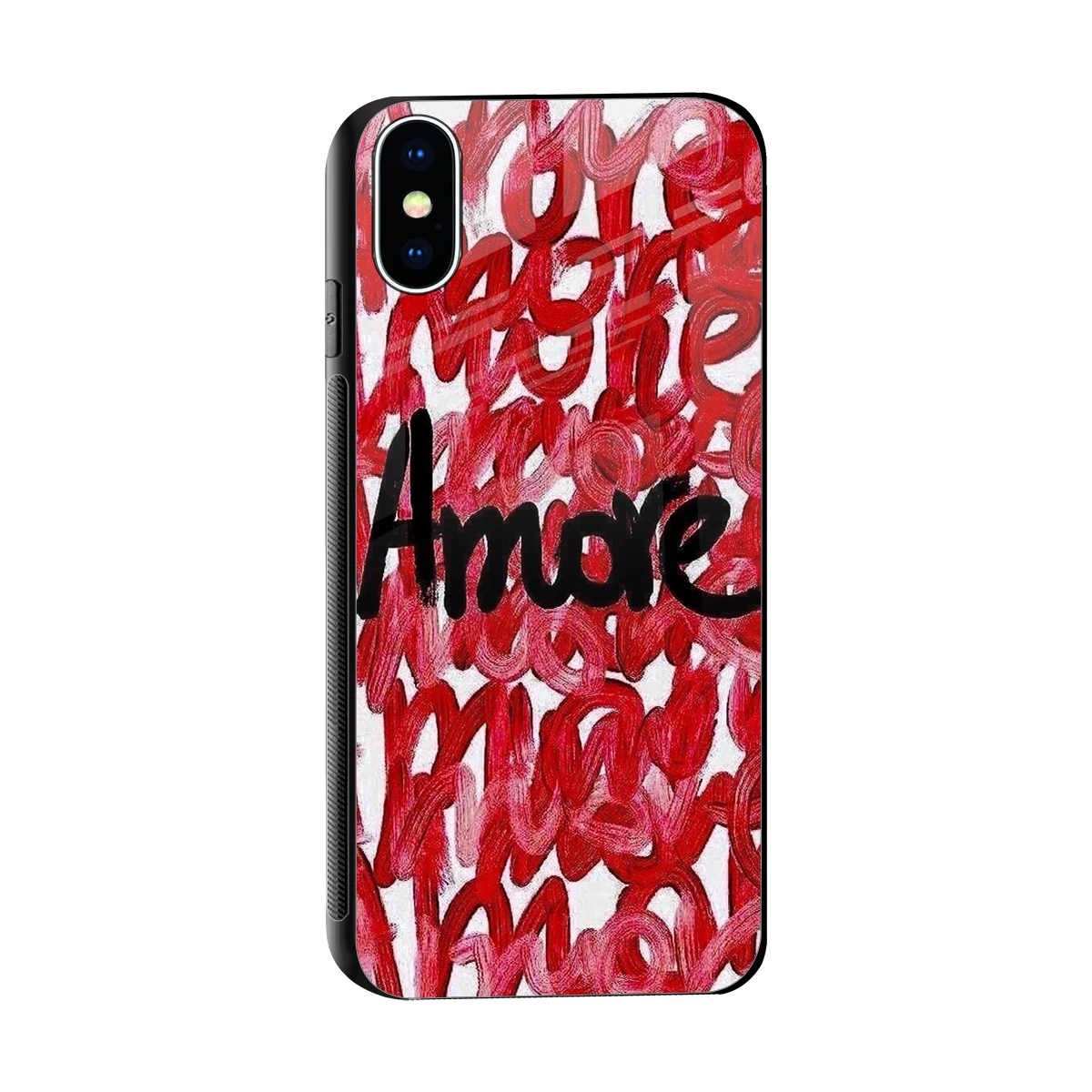 Amore sleek iphone xs cover with tempered glass back and TPU edges