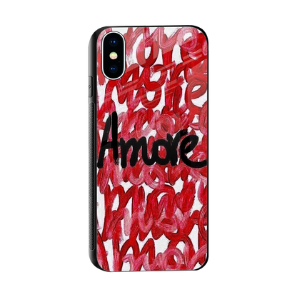 Amore sleek iphone xs cover with tempered glass back and TPU edges