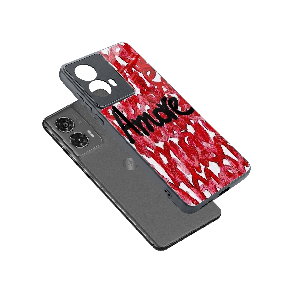 Amore sleek motorola edge 50 fusion cover with tempered glass back and TPU edges
