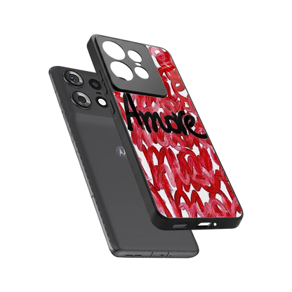 Amore sleek motorola edge 50 pro cover with tempered glass back and TPU edges