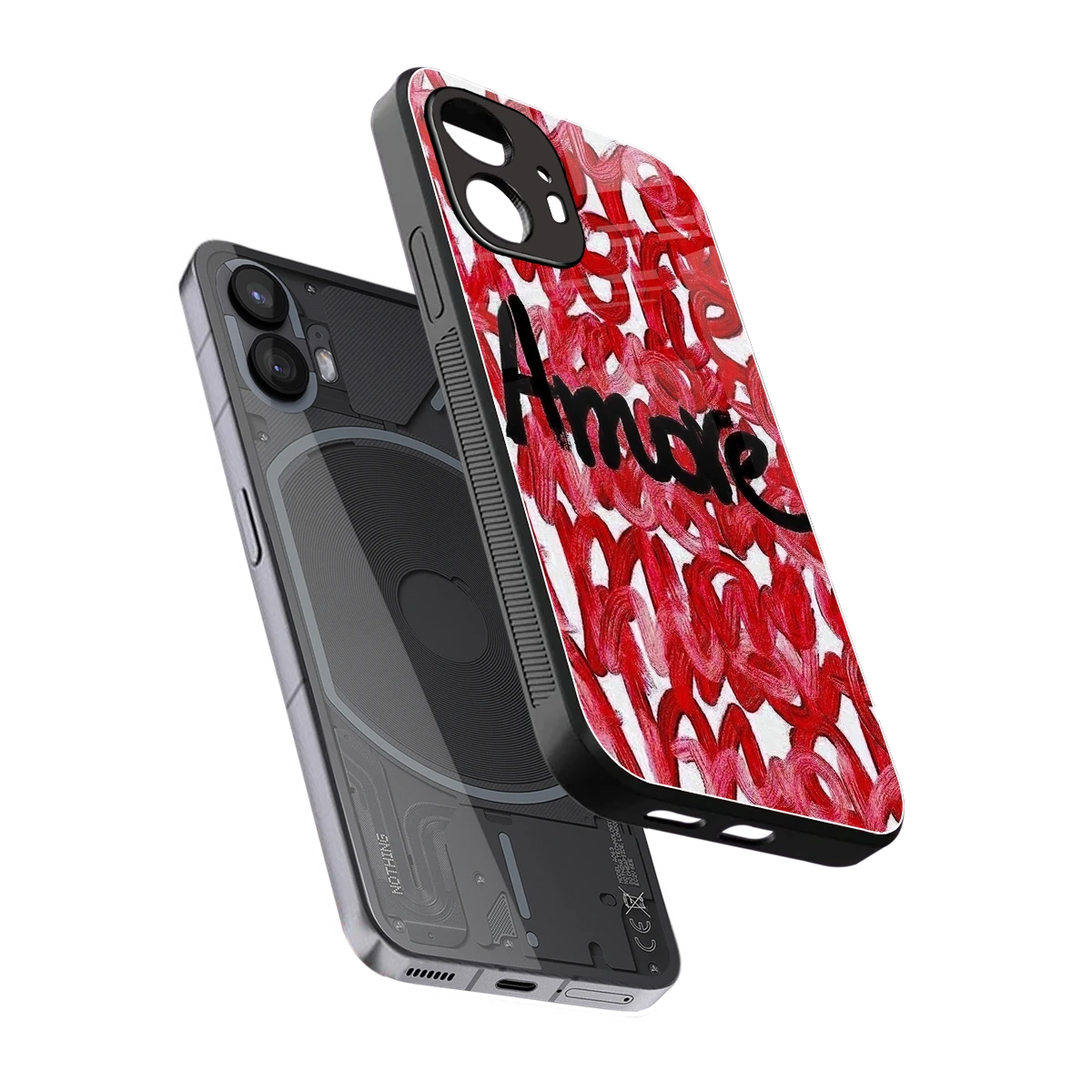 Amore sleek nothing phone 2 cover with tempered glass back and TPU edges