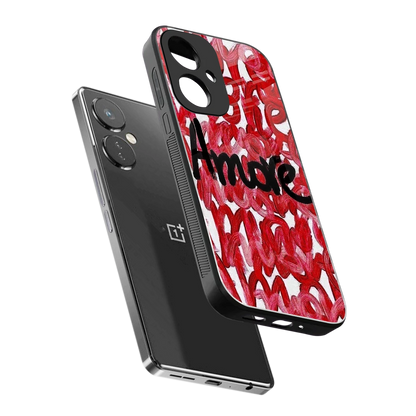 Amore sleek oneplus nord ce 3 cover with tempered glass back and TPU edges