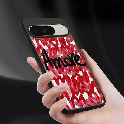 Amore sleek google pixel 9 cover with tempered glass back and TPU edges