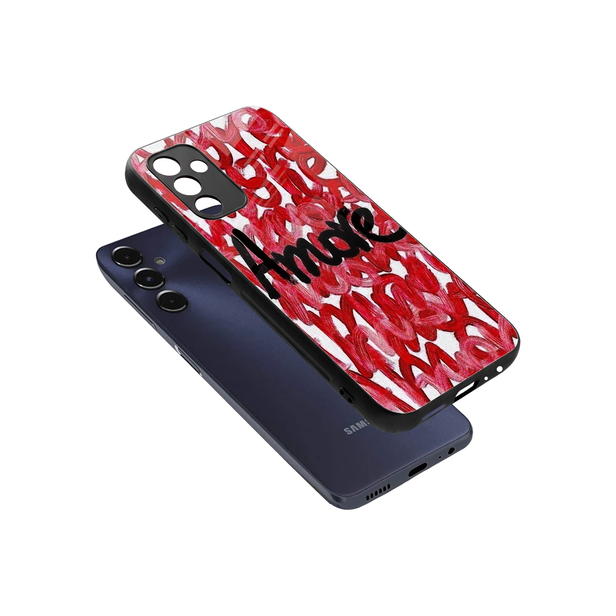 Amore sleek samsung galaxy m14 5g cover with tempered glass back and TPU edges