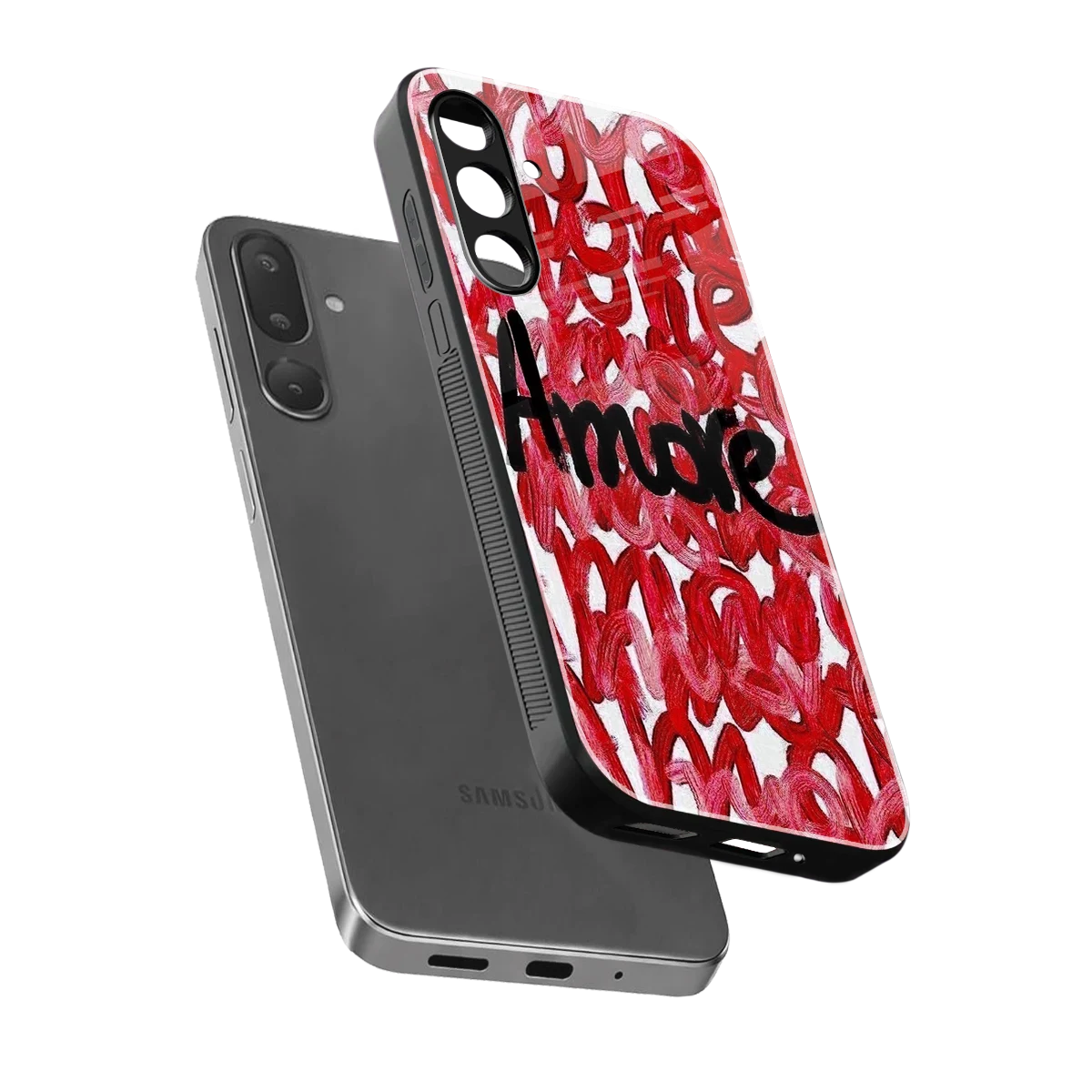 Amore sleek samsung galaxy m56 5g cover with tempered glass back and TPU edges