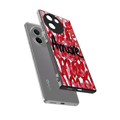Amore sleek vivo v30e cover with tempered glass back and TPU edges