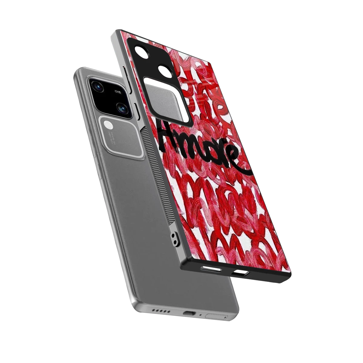 Amore sleek vivo v30 cover with tempered glass back and TPU edges