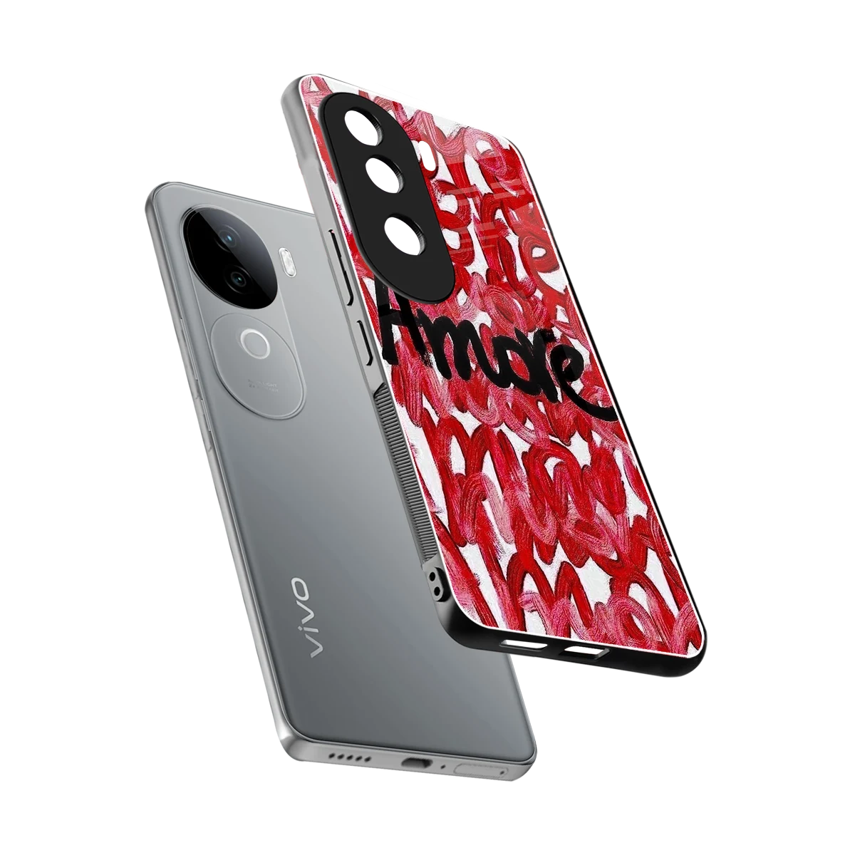 Amore sleek vivo v40e cover with tempered glass back and TPU edges