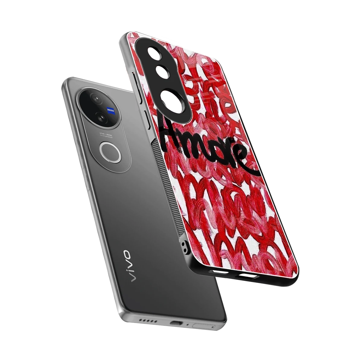 Amore sleek vivo v50 cover with tempered glass back and TPU edges