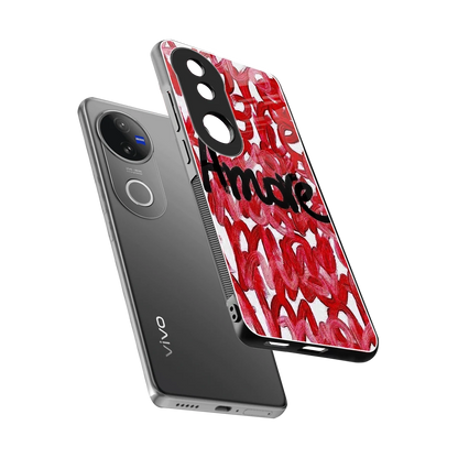 Amore sleek vivo v50 cover with tempered glass back and TPU edges
