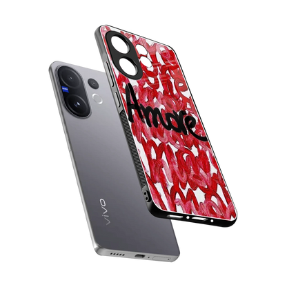 Amore sleek vivo v60 cover with tempered glass back and TPU edges