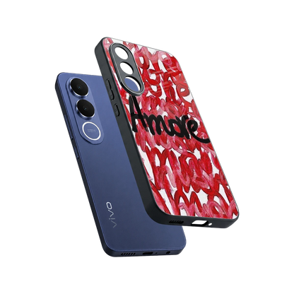 Amore sleek vivo v70 fe cover with tempered glass back and TPU edges
