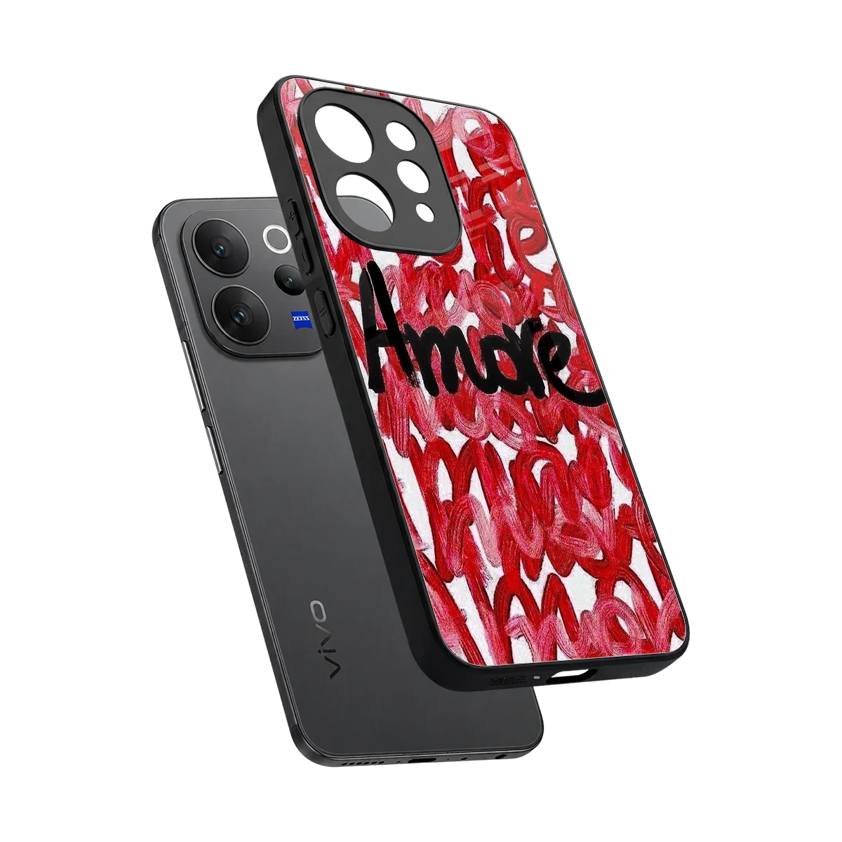 Amore sleek vivo v70 cover with tempered glass back and TPU edges